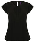 Women's pleat front short sleeve blouse