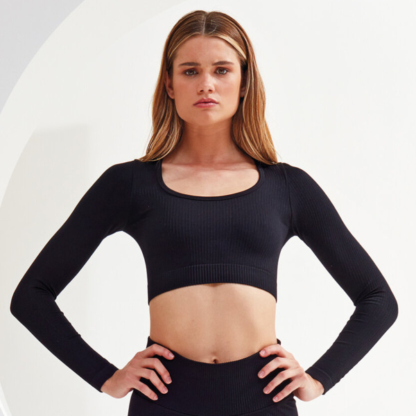 Women’s TriDri® ribbed seamless '3D Fit' crop top Thumbnail