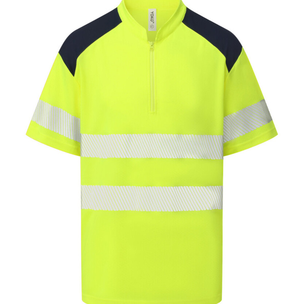 Hi-vis mandarin collar zip neck comfort trim polo (HVJ230) Thumbnail
